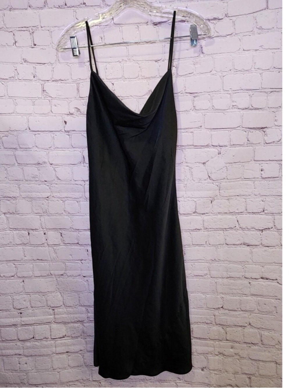 Wilfred Black Slip Midi Dress with Cowl Neck